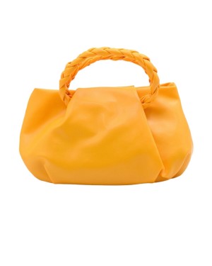 Turuncu Örme Saplı Yumuşak Deri Omuz Çantası