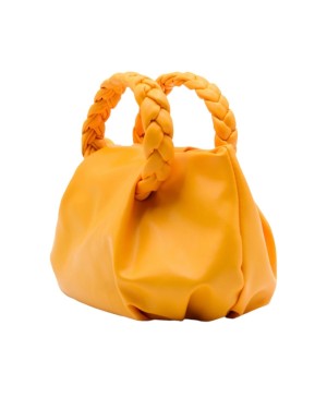 Turuncu Örme Saplı Yumuşak Deri Omuz Çantası