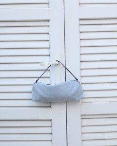 Kadın Bebe Mavi Kot Taş İşleme Silindir Form Omuz Çantası