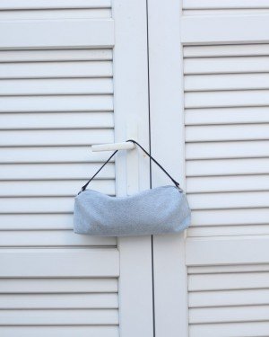 Kadın Bebe Mavi Kot Taş İşleme Silindir Form Omuz Çantası