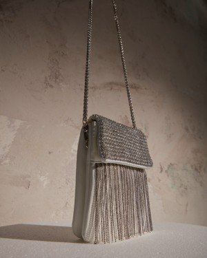 Beyaz Püskül Detay Slim Abiye Çanta Beyaz Püskül Detay Slim Abiye Çanta