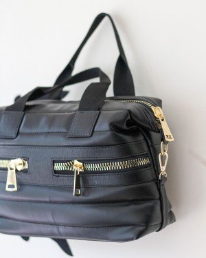 Siyah Çift Fermuarlı El & Omuz Çantası Siyah Çift Fermuarlı El & Omuz Çantası