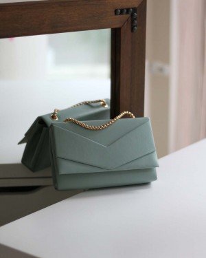 Kadın Mint Yeşili Zarf Kutu Omuz Çantası