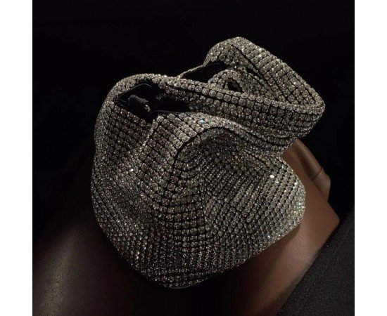 Kadın Silver Full Taş Çift Kulplu Abiye Çanta Kadın Silver Full Taş Çift Kulplu Abiye Çanta