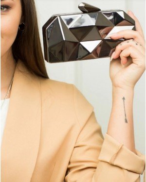 Kadın Siyah Metal Abiye Çanta Kadın Siyah Metal Abiye Çanta