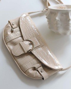 Krem Krok Kemerli Omuz Çantası Krem Krok Kemerli Omuz Çantası