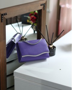 Kadın Mor Taş Detaylı Zincirli Omuz Çantası