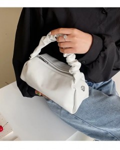 Kadın Krem Büzgü Saplı Yumuşak Askılı Omuz Çantası