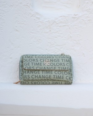 Kadın Mint Yeşili Telefon Bölmeli Yatay Çapraz Askılı Cüzdan Çanta