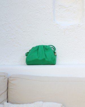 Kadın Çimen Yeşili Yumuşak Pileli Omuz Çantası