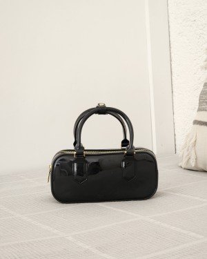 Kadın Siyah Silikon Çift Kulplu Askılı El & Omuz Çantası