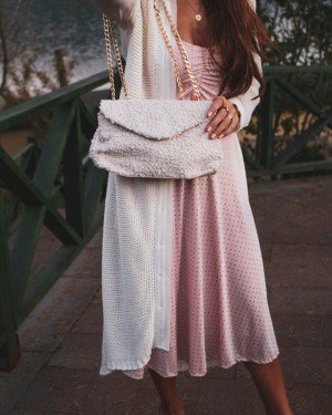 Krem Kırçıllı Peluş Omuz Çantası