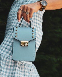 Kristal Detaylı Mavi Mini Omuz Çantası Kristal Detaylı Mavi Mini Omuz Çantası