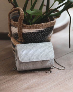 Gri Simli Mini Çapraz Çanta Gri Simli Mini Çapraz Çanta