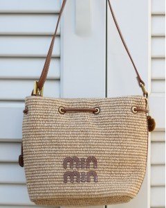 Kadın Camel Hasır Doku Bohça Form Omuz Çantası