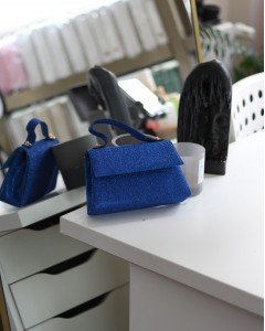 Kadın Mavi Simli Tutma Detaylı Abiye Omuz Çantası