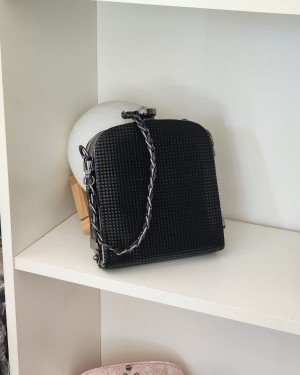 Siyah Pul Kaplama Kristal Taş Detaylı Abiye El Çantası Siyah Pul Kaplama Kristal Taş Detaylı Abiye El Çantası