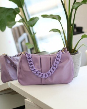 Kadın Lila Kemik Saplı Örgü Askılı Omuz Çantası Kadın Lila Kemik Saplı Örgü Askılı Omuz Çantası