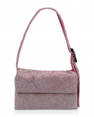Kadın Pembe Toka Detaylı Taş Dokuma Omuz Çantası