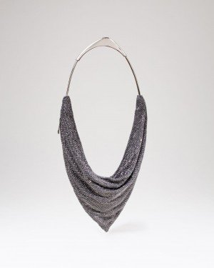 Kadın Platin Taş Dokuma Metal Tutma Sap Detaylı Abiye Çanta