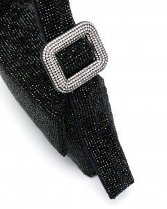 Kadın Siyah Toka Detaylı Taş Dokuma Omuz Çantası Kadın Siyah Toka Detaylı Taş Dokuma Omuz Çantası