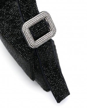 Kadın Siyah Toka Detaylı Taş Dokuma Omuz Çantası Kadın Siyah Toka Detaylı Taş Dokuma Omuz Çantası