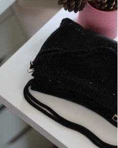 Kadın Siyah Çift Kulp Tutmalı Taş İşleme Abiye Çanta