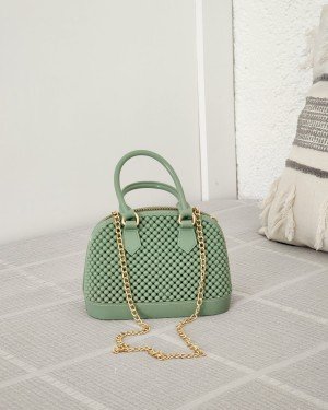 Kadın Mint Yeşili Silikon Çift Kulp Zincir Detaylı El Omuz Çantası Kadın Mint Yeşili Silikon Çift Kulp Zincir Detaylı El Omuz Çantası