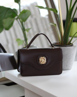 Kadın Acı Kahve Gold Oval Toka Detaylı Yumuşak Deri El Omuz Çantası Kadın Acı Kahve Gold Oval Toka Detaylı Yumuşak Deri El Omuz Çantası