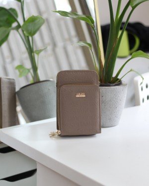 Kadın Vizon Kabartma Doku 3 Gözlü Kartlık Detaylı Telefon Çantası